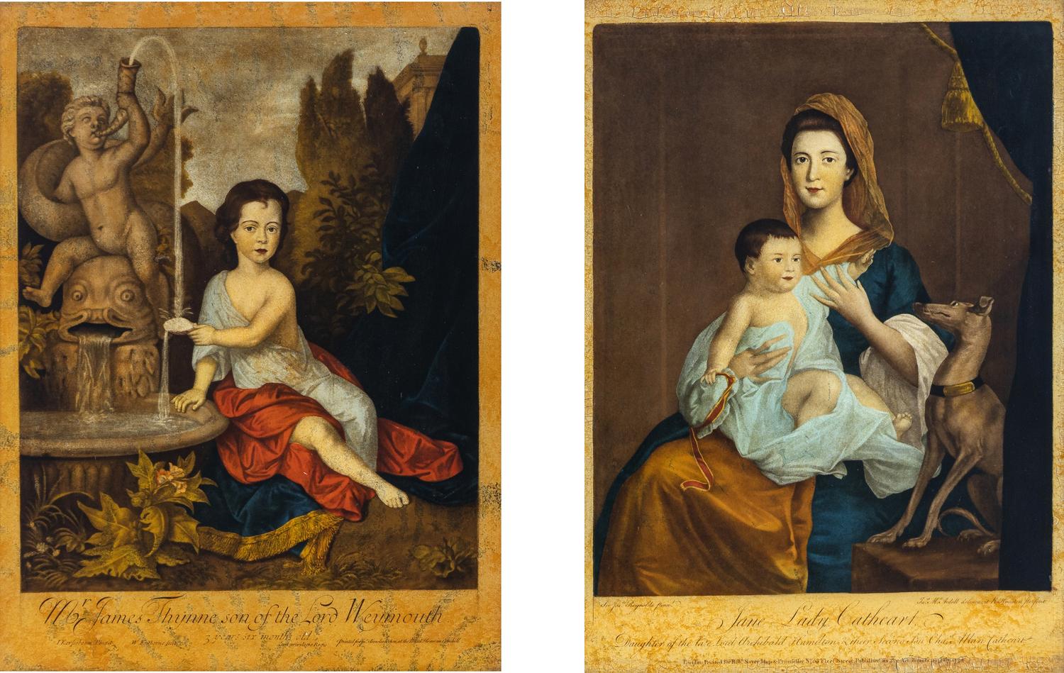 A Pair of English Mezzotints on Glass