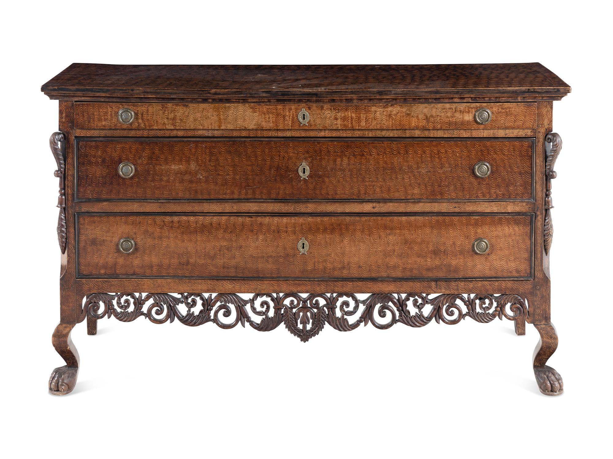 A North Italian Grain-Painted Chest of Drawers