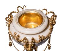 A Pair of Late Louis XVI Gilt Bronze Mounted White Marble Cassolettes