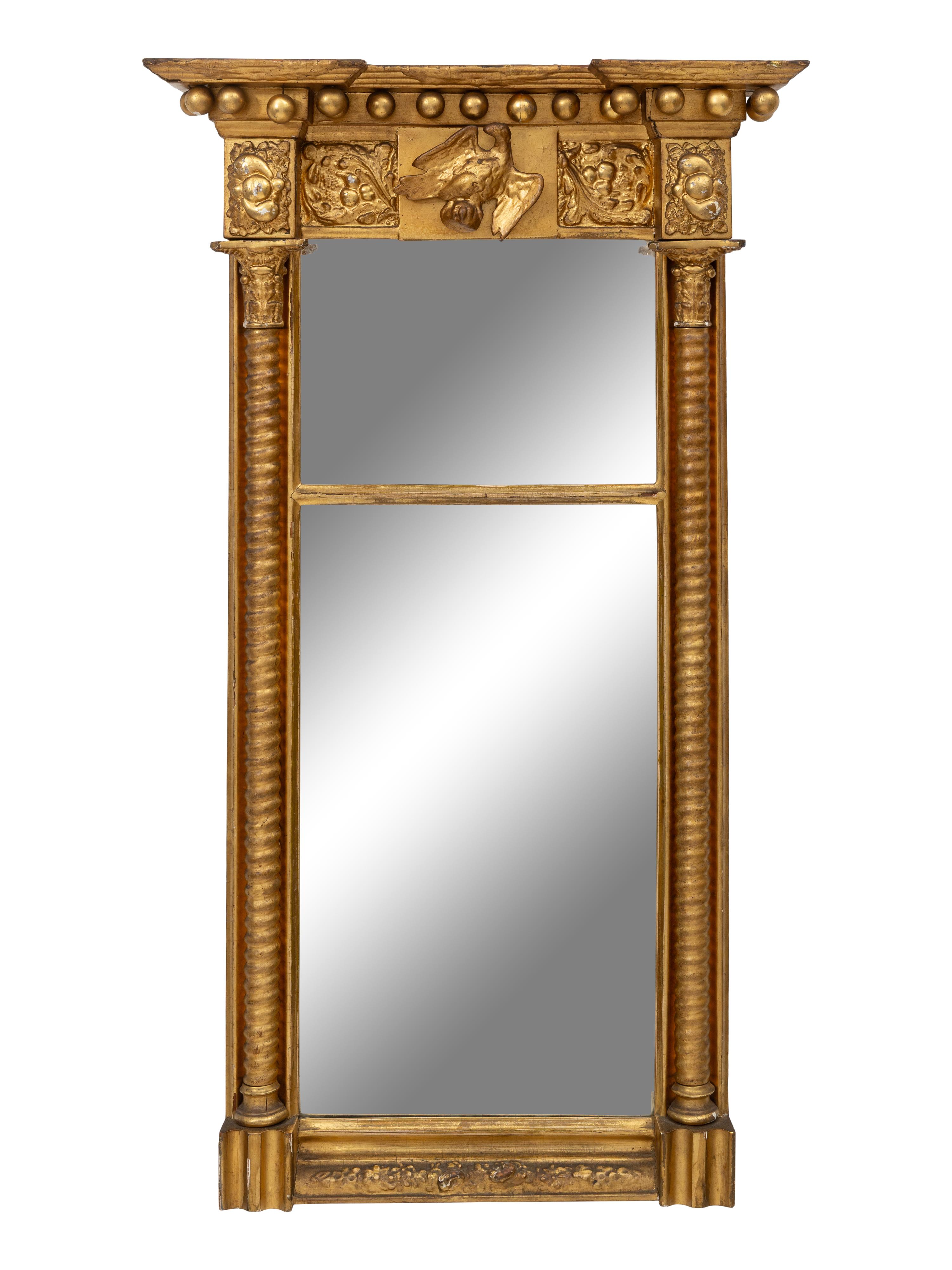 Two Federal Giltwood and Eglomise Pier Glasses