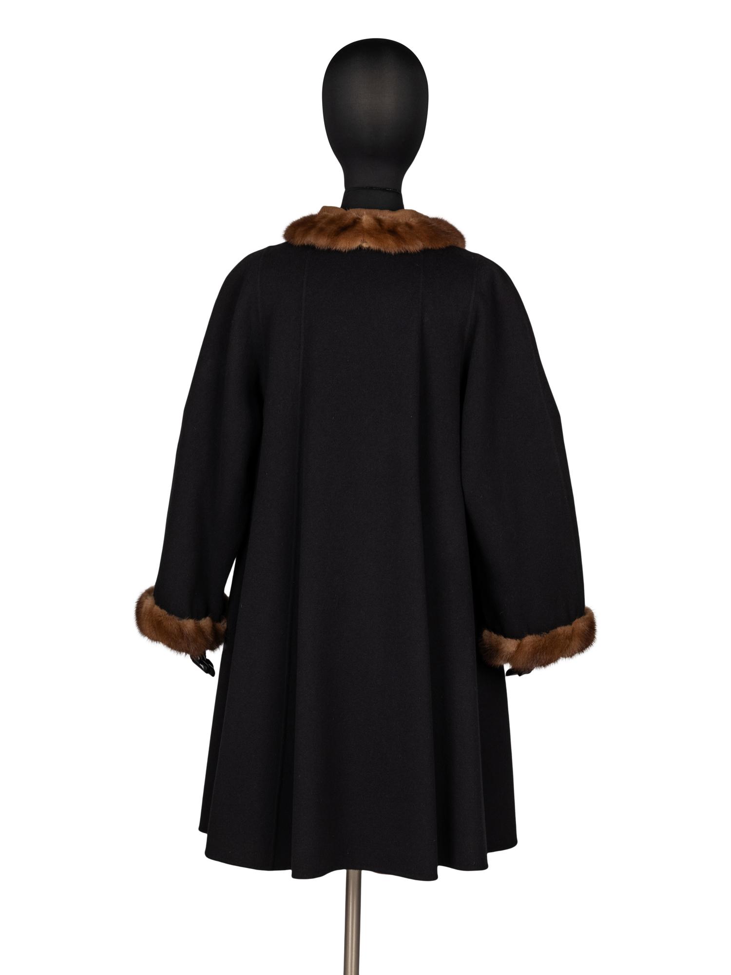 Revillon, Reversible Cashmere Coat with Mink Trim