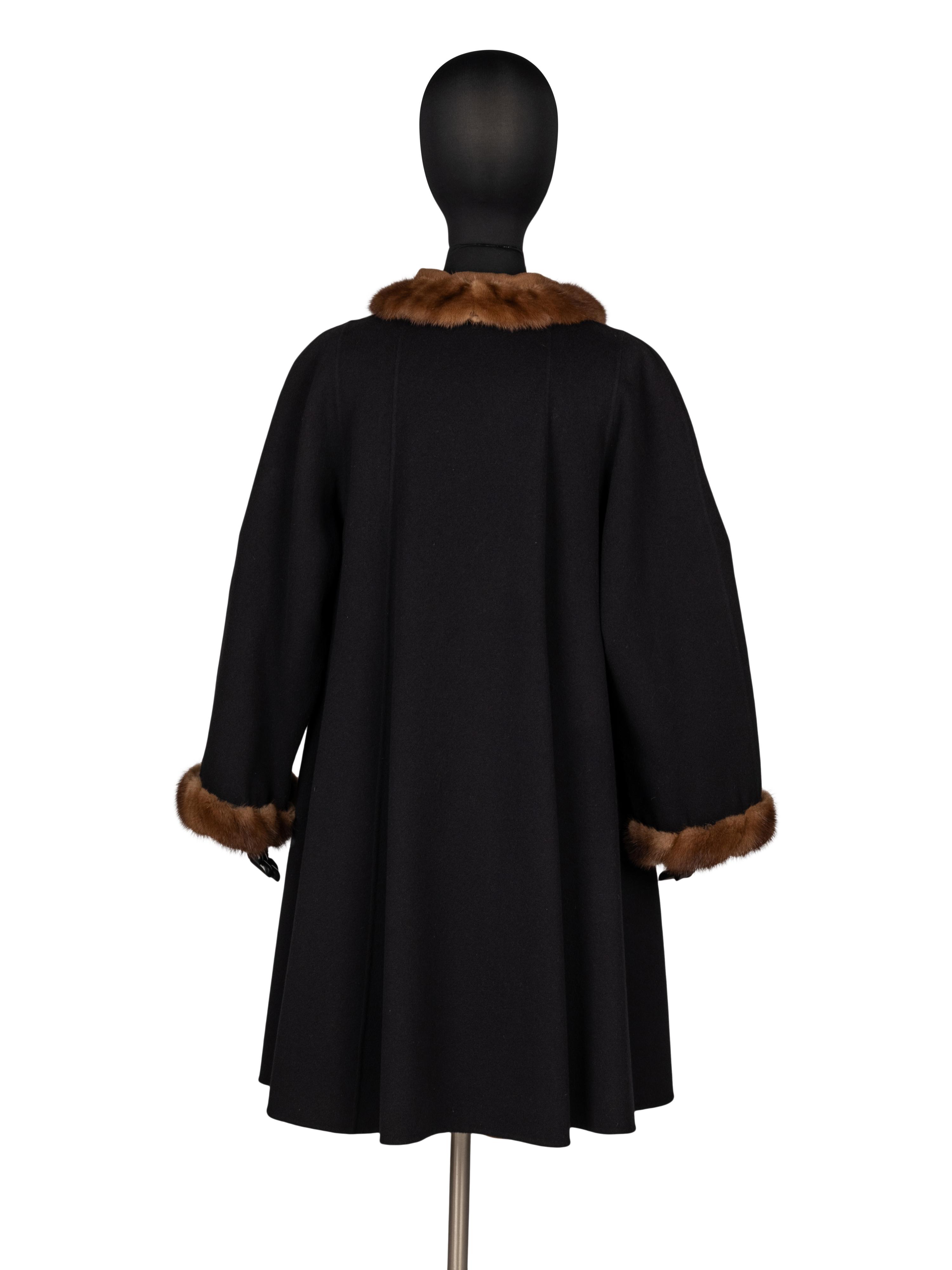 Revillon, Reversible Cashmere Coat with Mink Trim