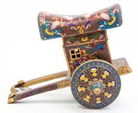 A Cloisonne Model of a Cart Length 14 1/2 inches.
