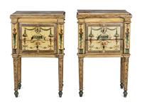 A Pair of North Italian Neoclassical Painted Commodini