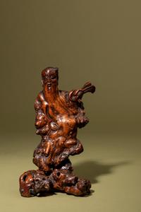 A Carved Natural Root Figure of an Immortal