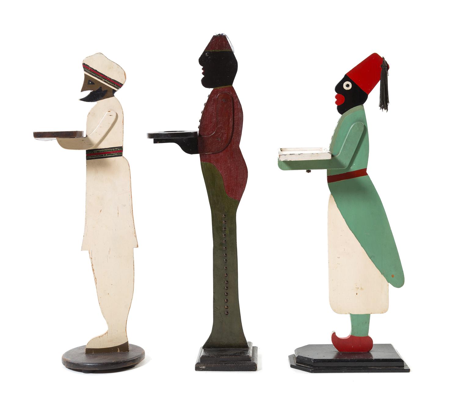 Three Figural Standing Tip Trays Height of tallest 37 3/4 inches. — Mid 20th Century