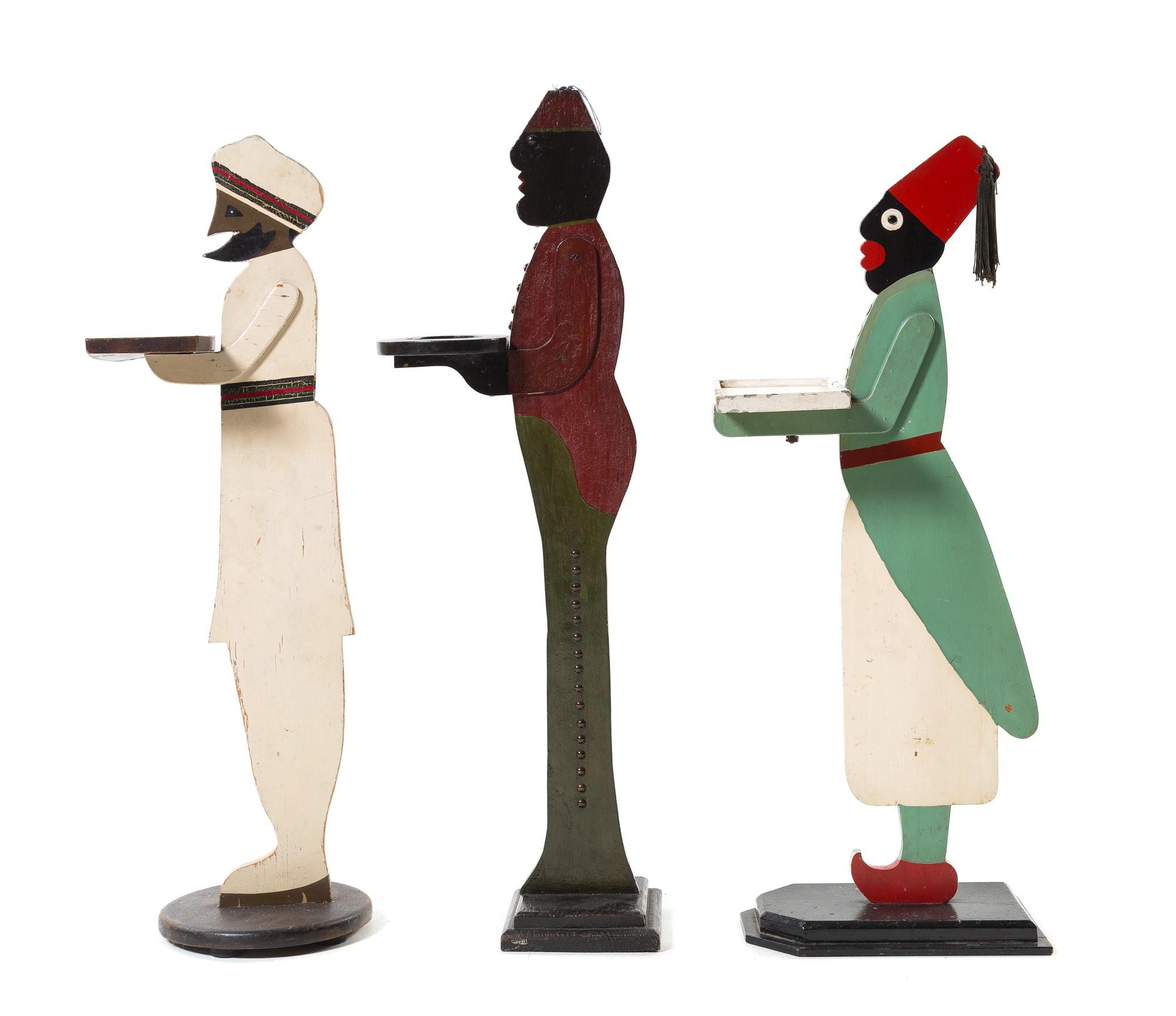 Three Figural Standing Tip Trays Height of tallest 37 3/4 inches. — Mid 20th Century