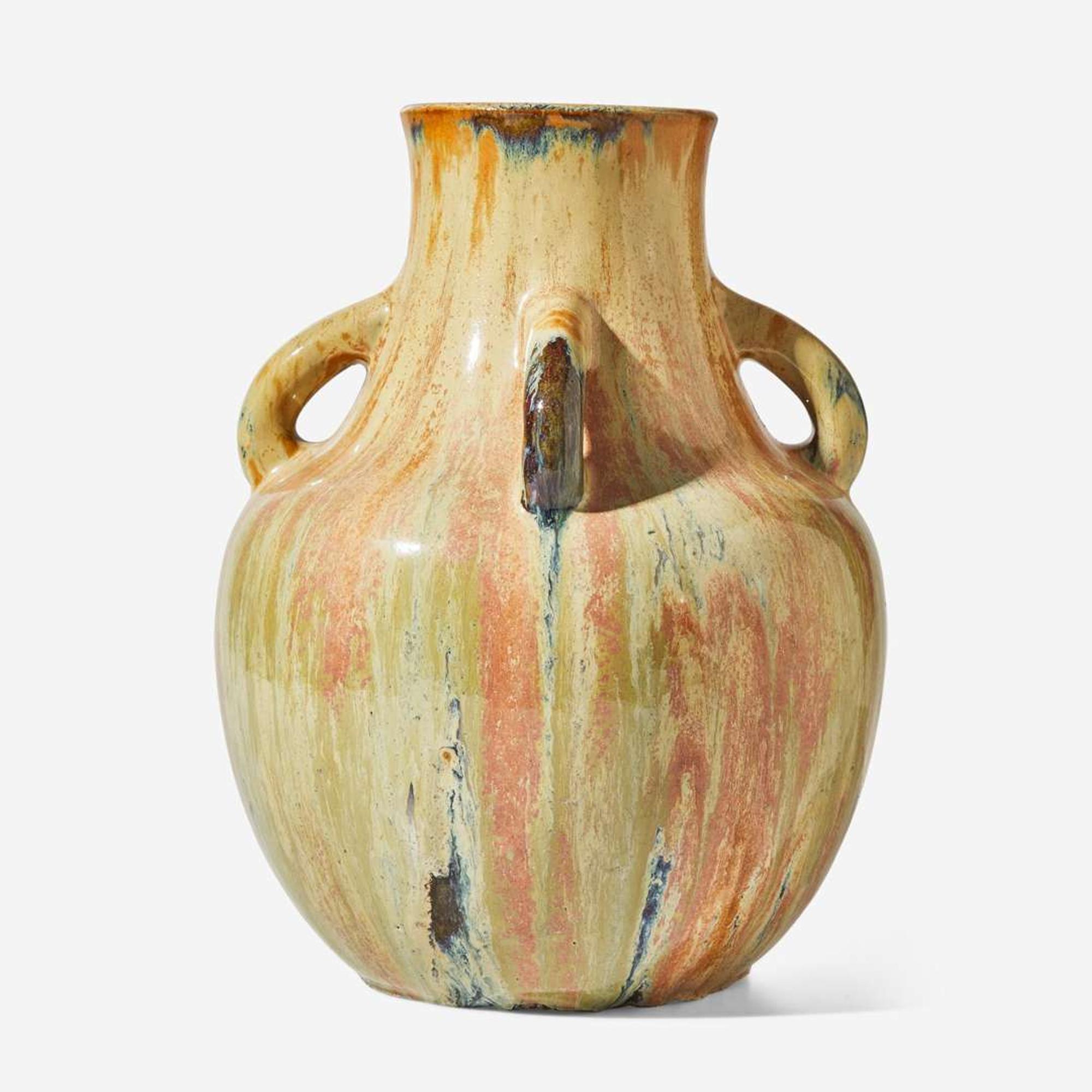 A glazed stoneware vase with handles Auguste Delaherche (French, 1857-1940), France, circa 1898