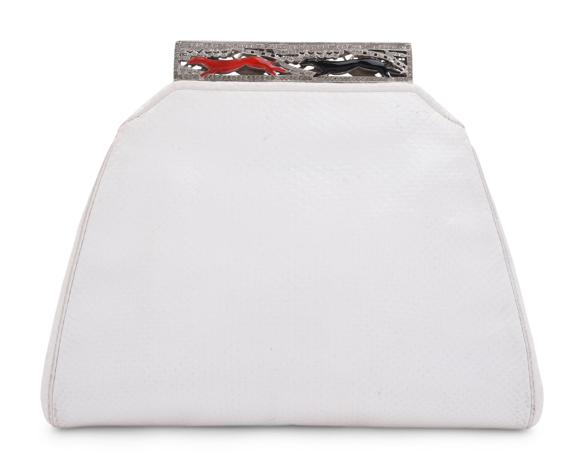 Judith Leiber Lizard Skin Greyhound Frame Bag