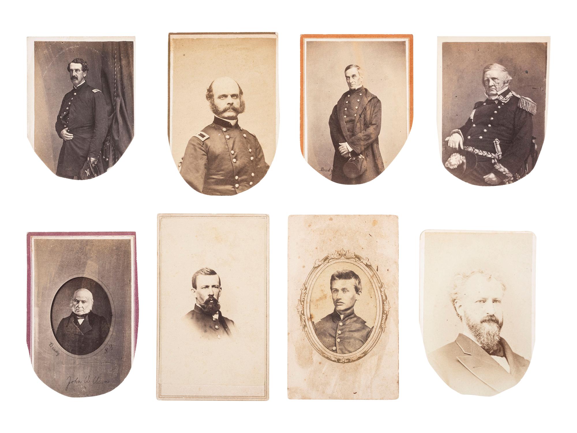 [CIVIL WAR]. CDV album featuring generals, officers, and other prominent figures incl. Generals Winfield SCOTT, Robert ANDERSON, Ambrose BURNSIDE, and Abner DOUBLEDAY.