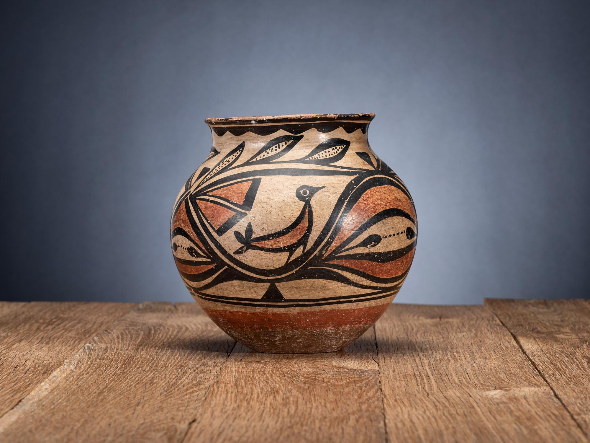 Kewa Polychrome Pottery Jar, with Birds