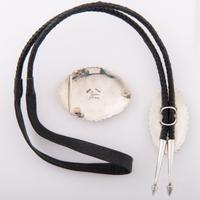 Sterling Silver and Mosaic Inlay Belt Buckle and Bolo Tie