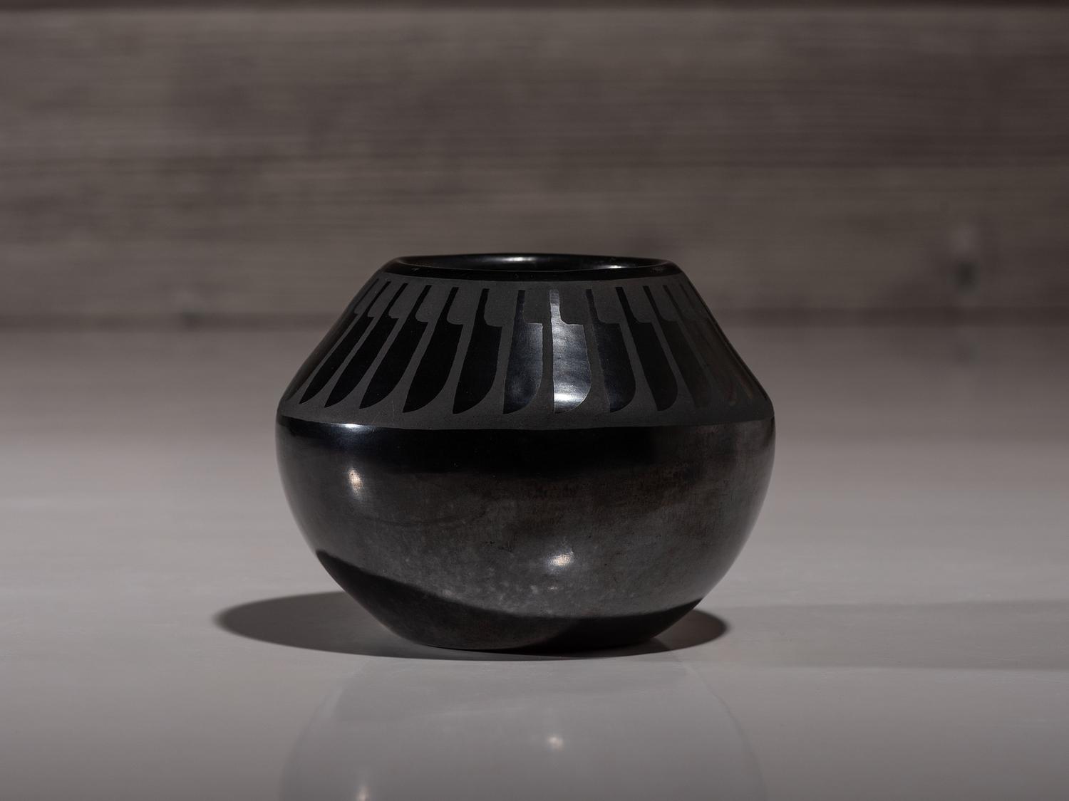 Blackware Pottery Jar, with Gunmetal Finish July 1965