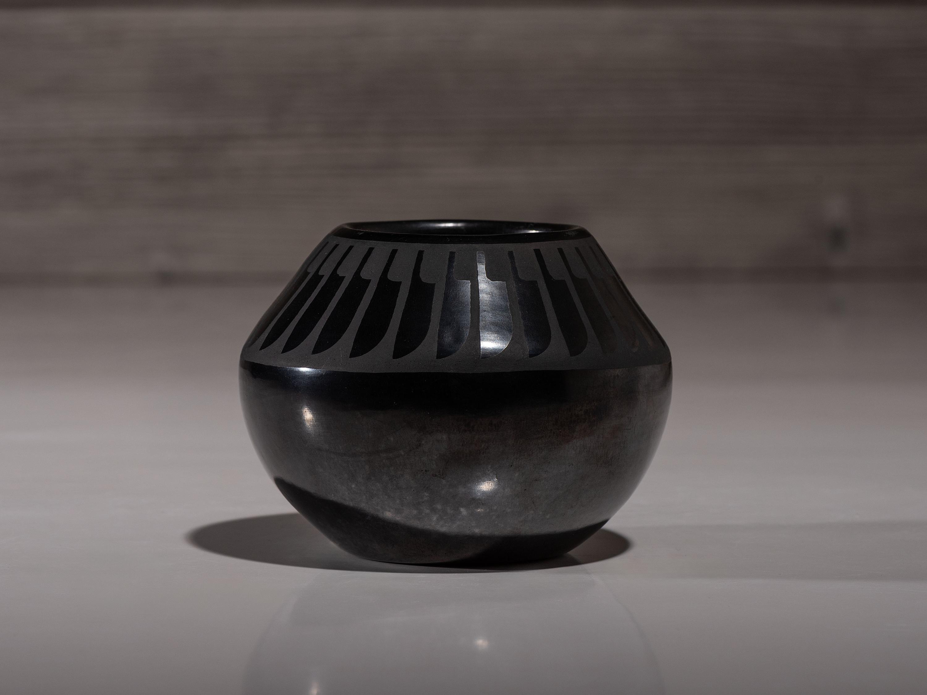 Blackware Pottery Jar, with Gunmetal Finish July 1965