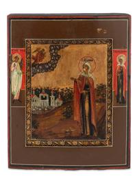 Russian Icon of Saint Anne with City of Karin in the Distance — 19TH CENTURY