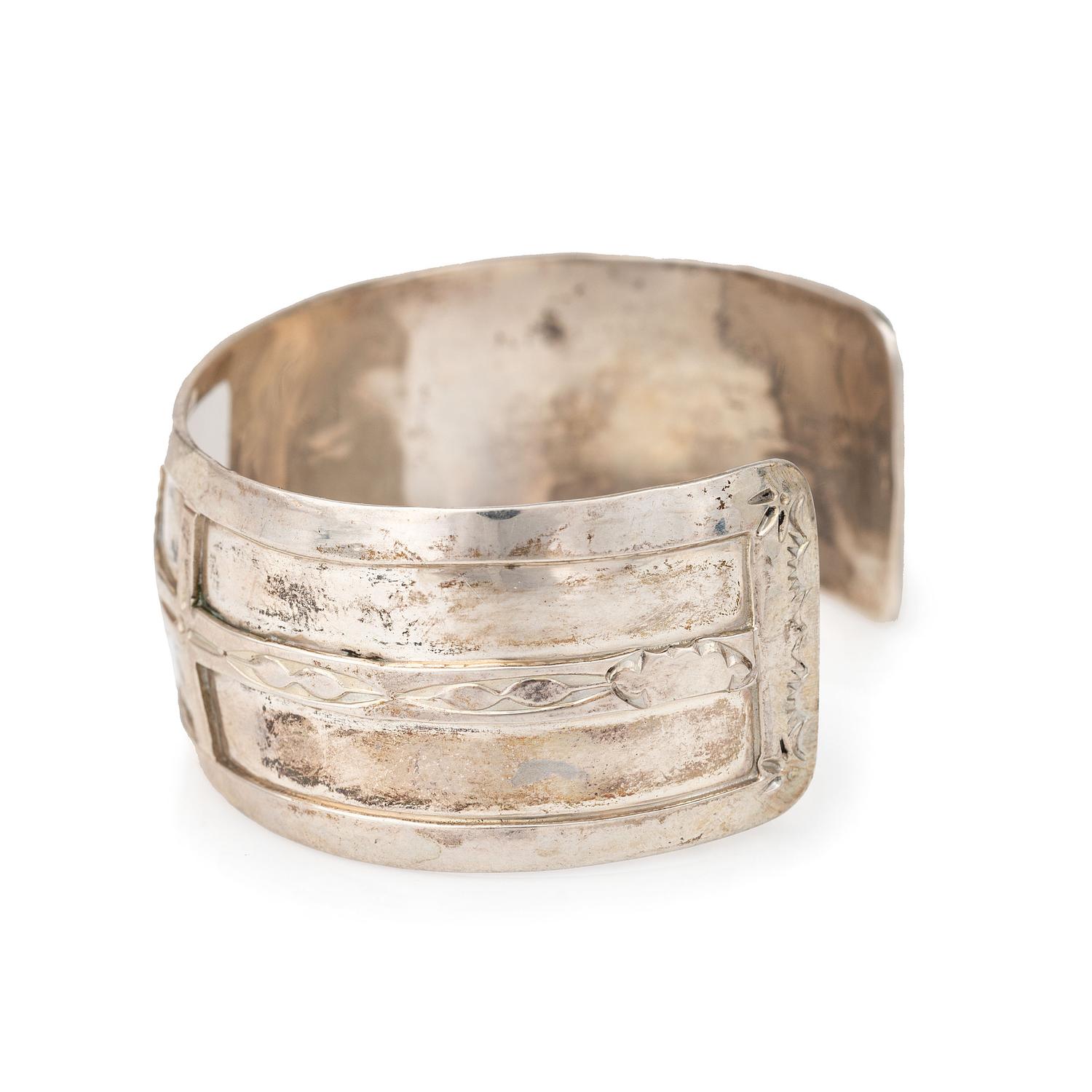 Silver Cuff and Kerchief Slide, with Medicine Wheel Designs