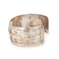 Silver Cuff and Kerchief Slide, with Medicine Wheel Designs