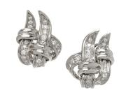 A Pair of 18 Karat White Gold and Diamond Earclips, Verdura,