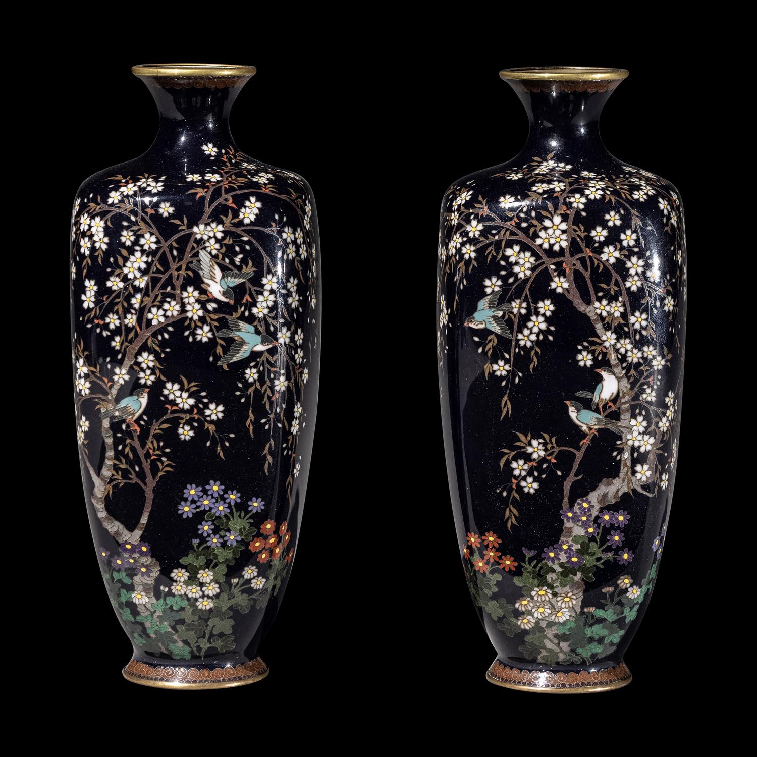 A Pair of Japanese Cloisonn é Vases