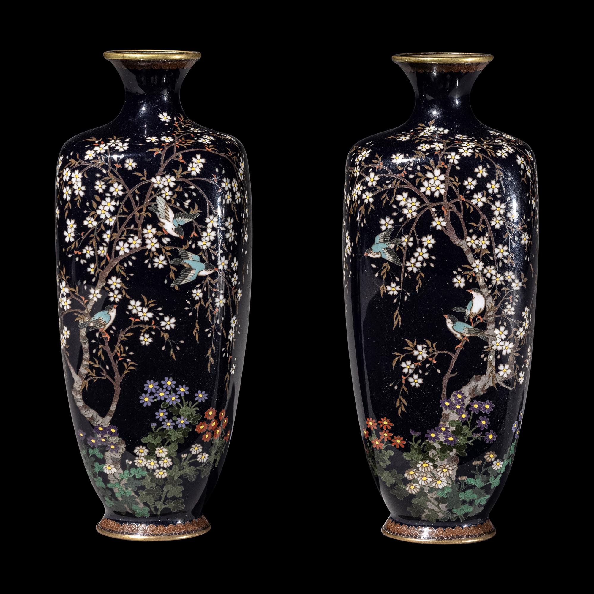 A Pair of Japanese Cloisonn é Vases