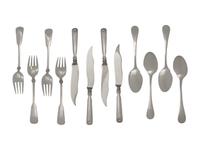 A Tiffany and Co. Shell and Thread Silver Fish Service