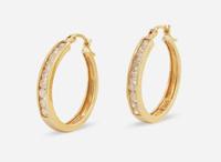 A 14K Yellow Gold and Diamond Necklace and Matching Earrings