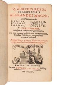 CURTIUS RUFUS, Quintus. De rebus gestis Alexandri Magni, Cum Commentariis Raderi, Salmasii, Bongarsii, Gronovii, Popmae, Loccenii, & Freinshemii . Leiden: Petrus vander Aa, 1696.