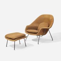 Eero Saarinen (Finnish-American, 1910-1961) "Womb" Chair and Ottoman, Knoll Associates, designed 1947-48, the present lot circa 1950s