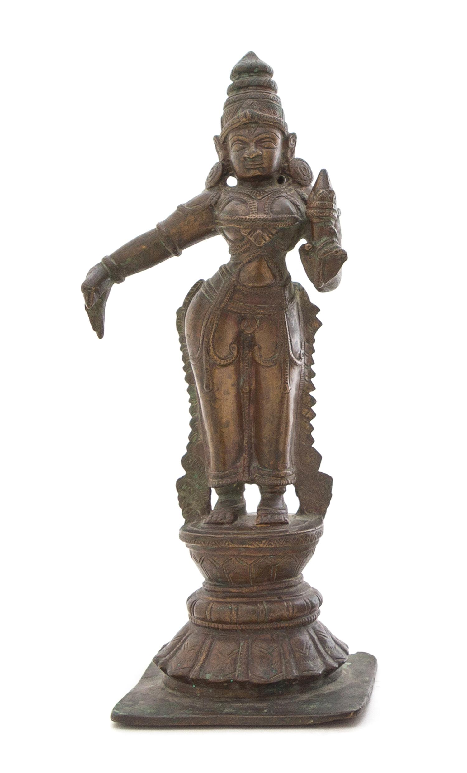 An Indian Bronze Triad of Vishnu with Consorts Height of tallest 16 1/4 inches. — 19TH CENTURY