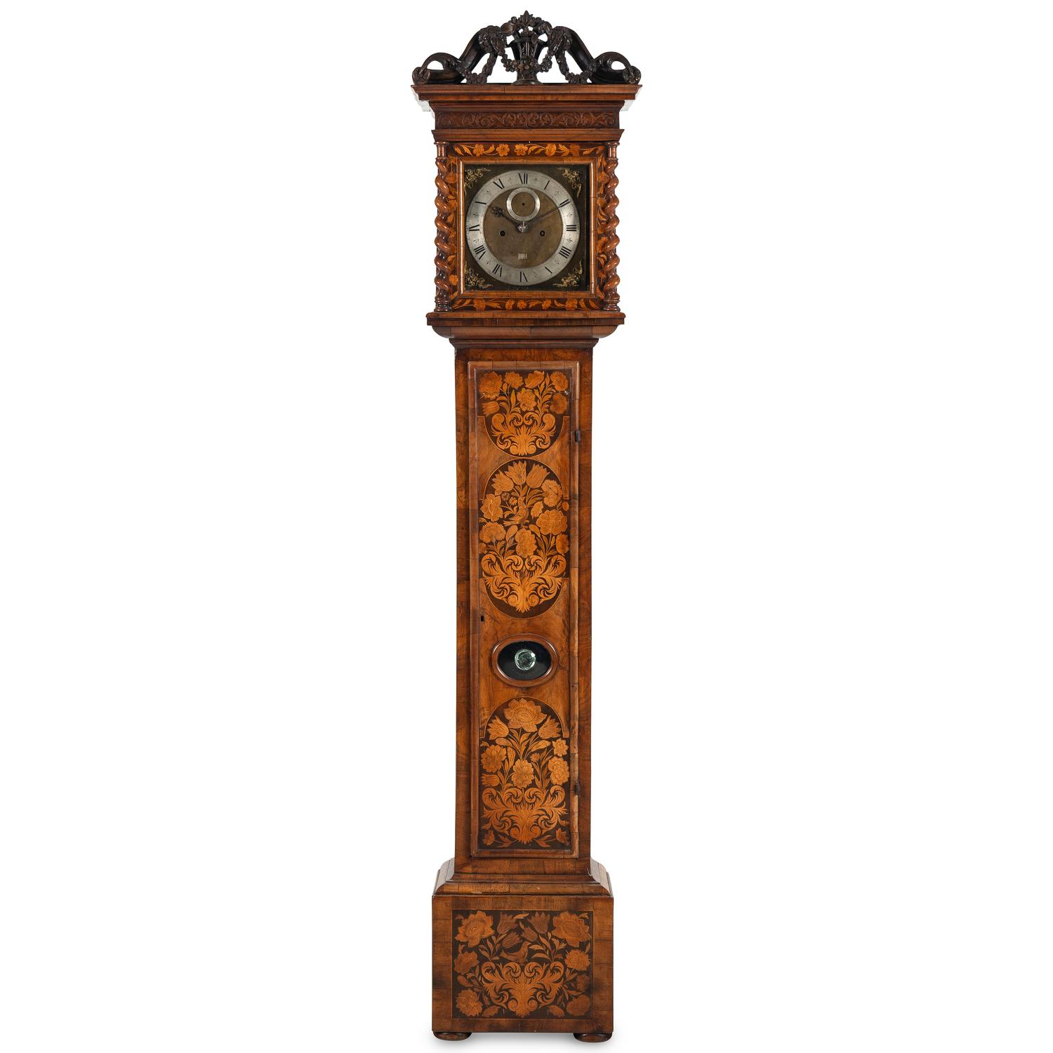 A William and Mary Walnut and Marquetry Tall Case Clock