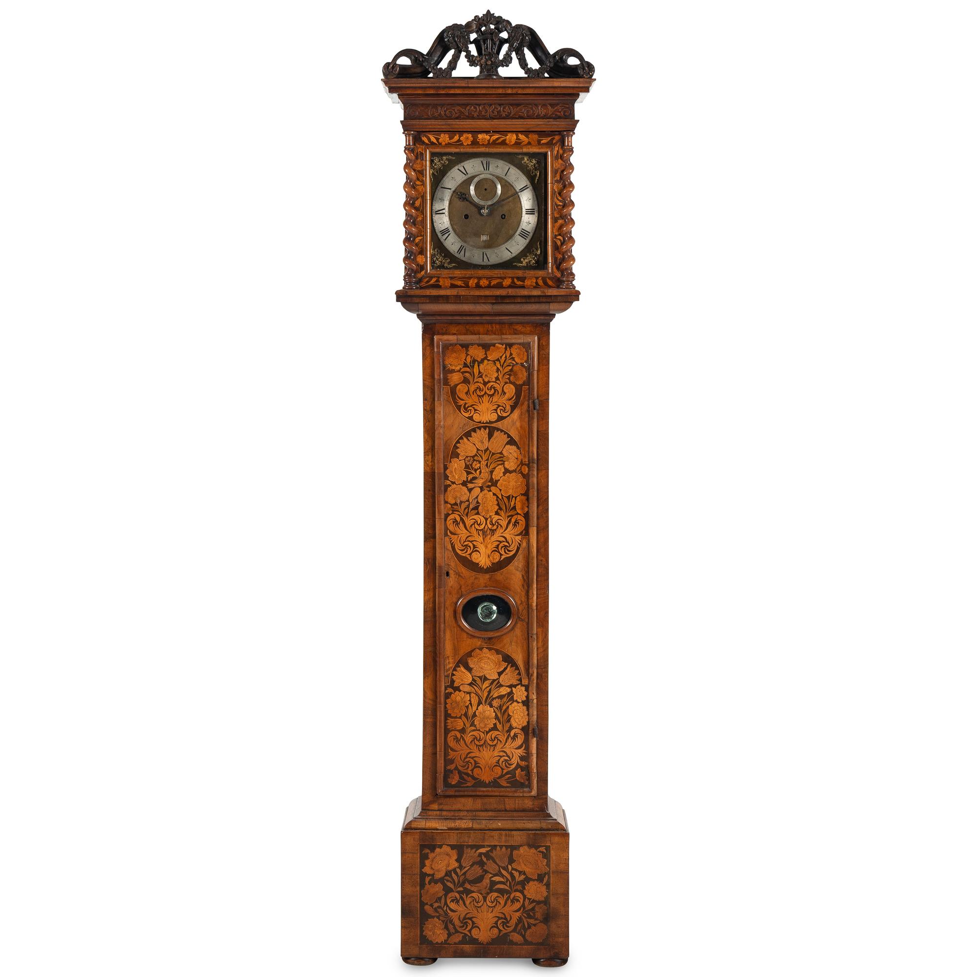 A William and Mary Walnut and Marquetry Tall Case Clock