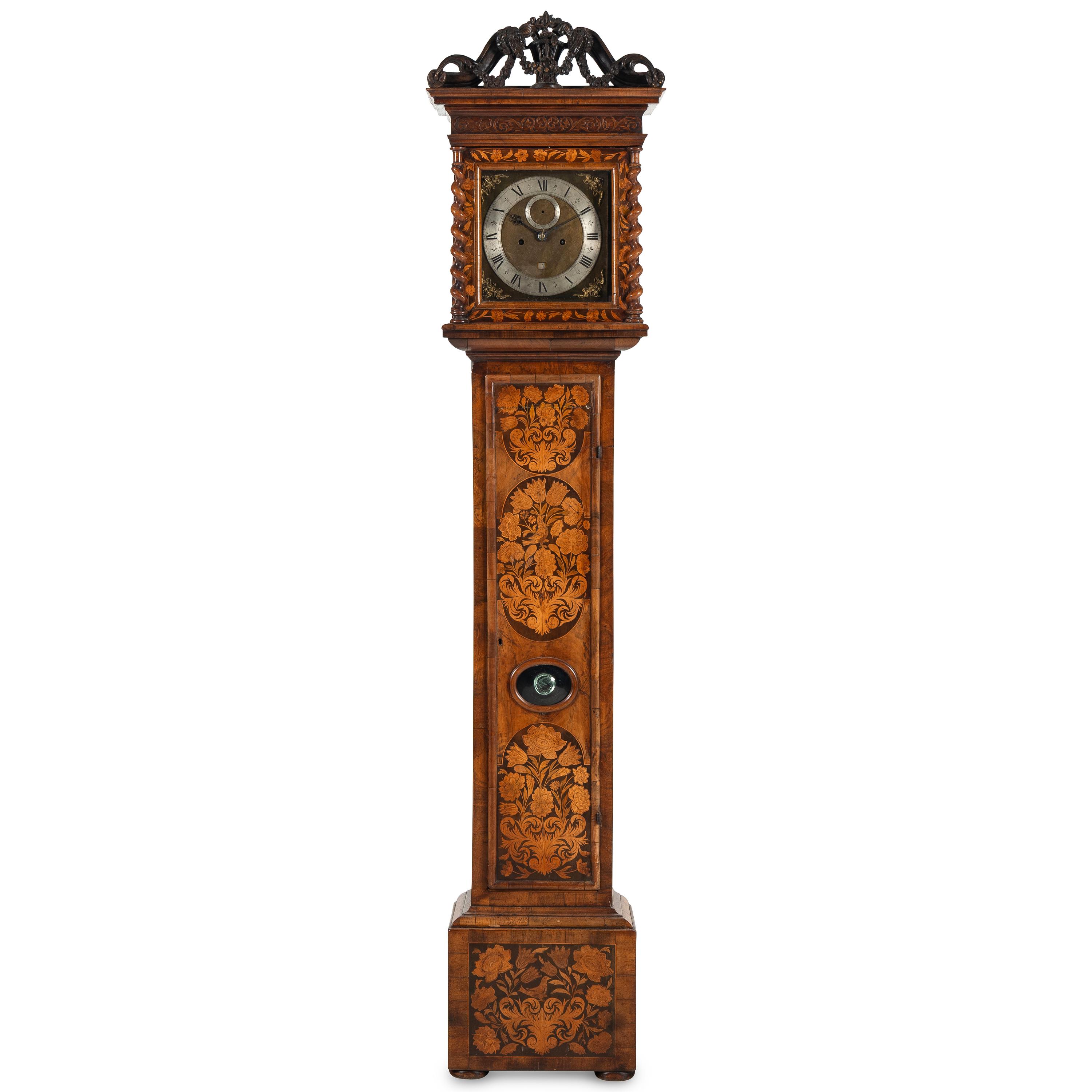 A William and Mary Walnut and Marquetry Tall Case Clock