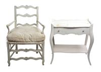 A Group of White Painted Bedroom Furniture Height of dressing table 29 7/8 x width 41 1/4 x depth 20 inches.