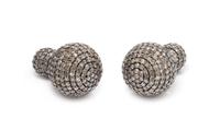 A Pair of Oxidized Silver and Diamond Front-Back Earrings, 8.80 dwts.