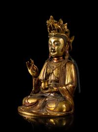 A Gilt Bronze Figure of Guanyin