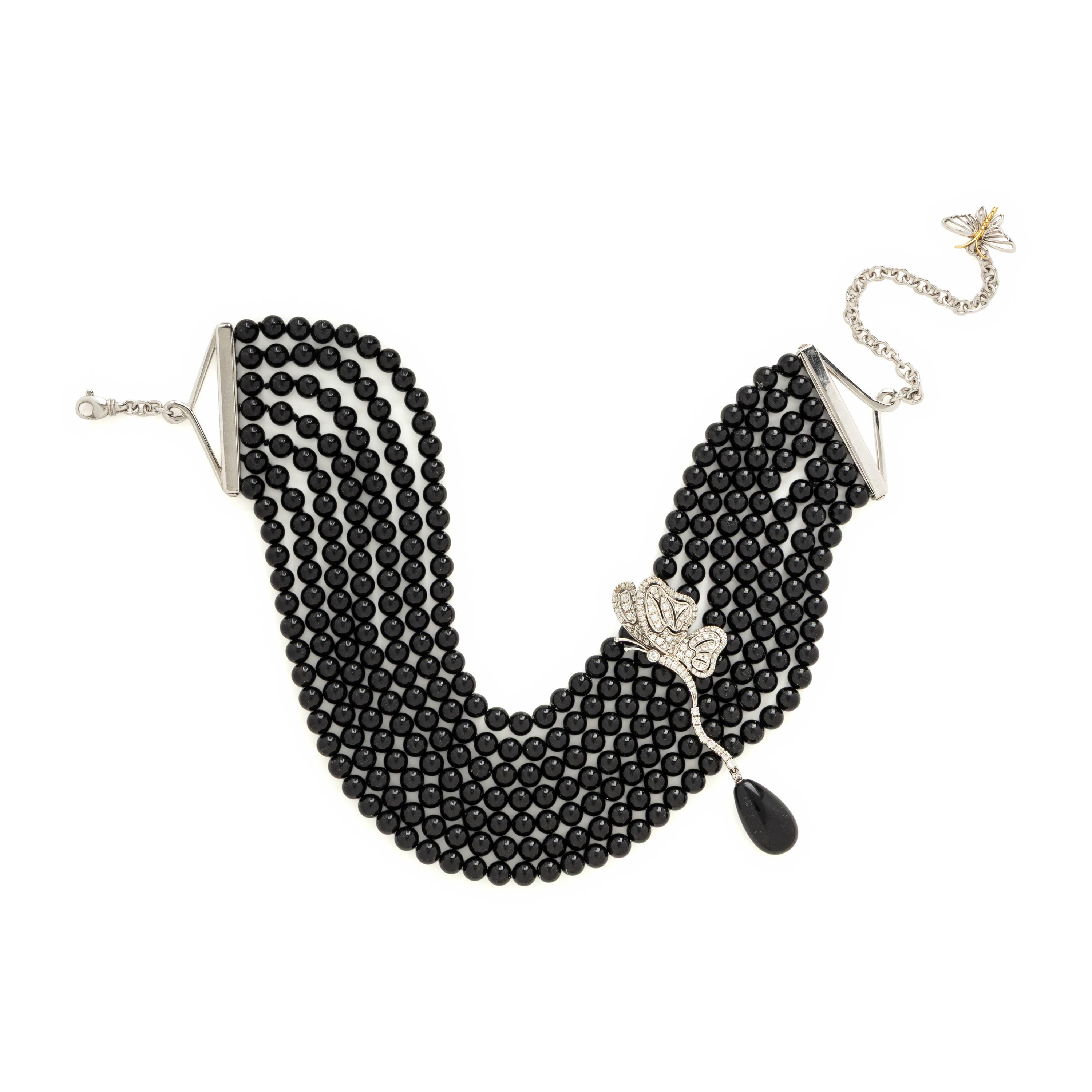 Chantecler, Onyx, Diamond, and White Gold Choker Necklace