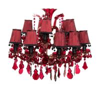 A Cranberry Glass Fifteen-Light Chandelier