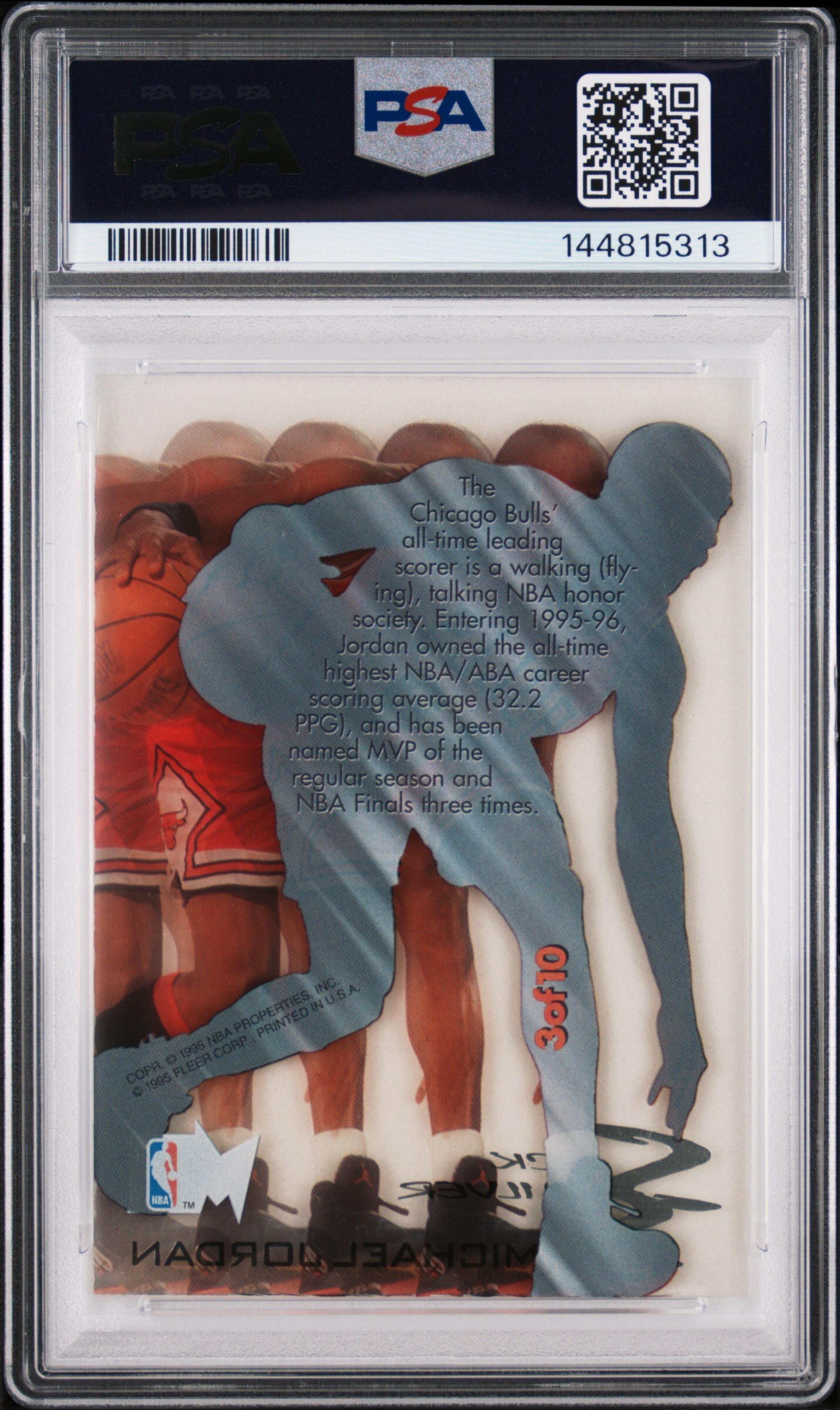 A 1995 Fleer Metal Michael Jordan Slick Silver Basketball Card No. 3 (PSA 8 NM-MT)