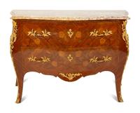 A Louis XV Style Gilt Bronze Mounted Marble-Top Bombe Commode — 20TH CENTURY