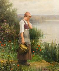 Daniel Ridgway Knight, (American, 1839-1924), Maiden - Meditation