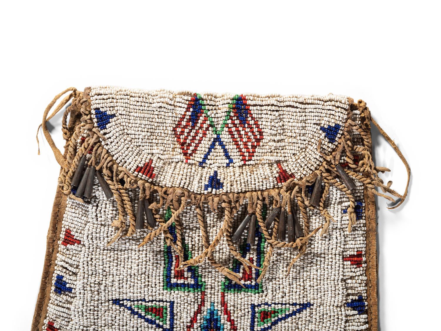 Arapaho Beaded Hide Dispatch Case, with American Flags