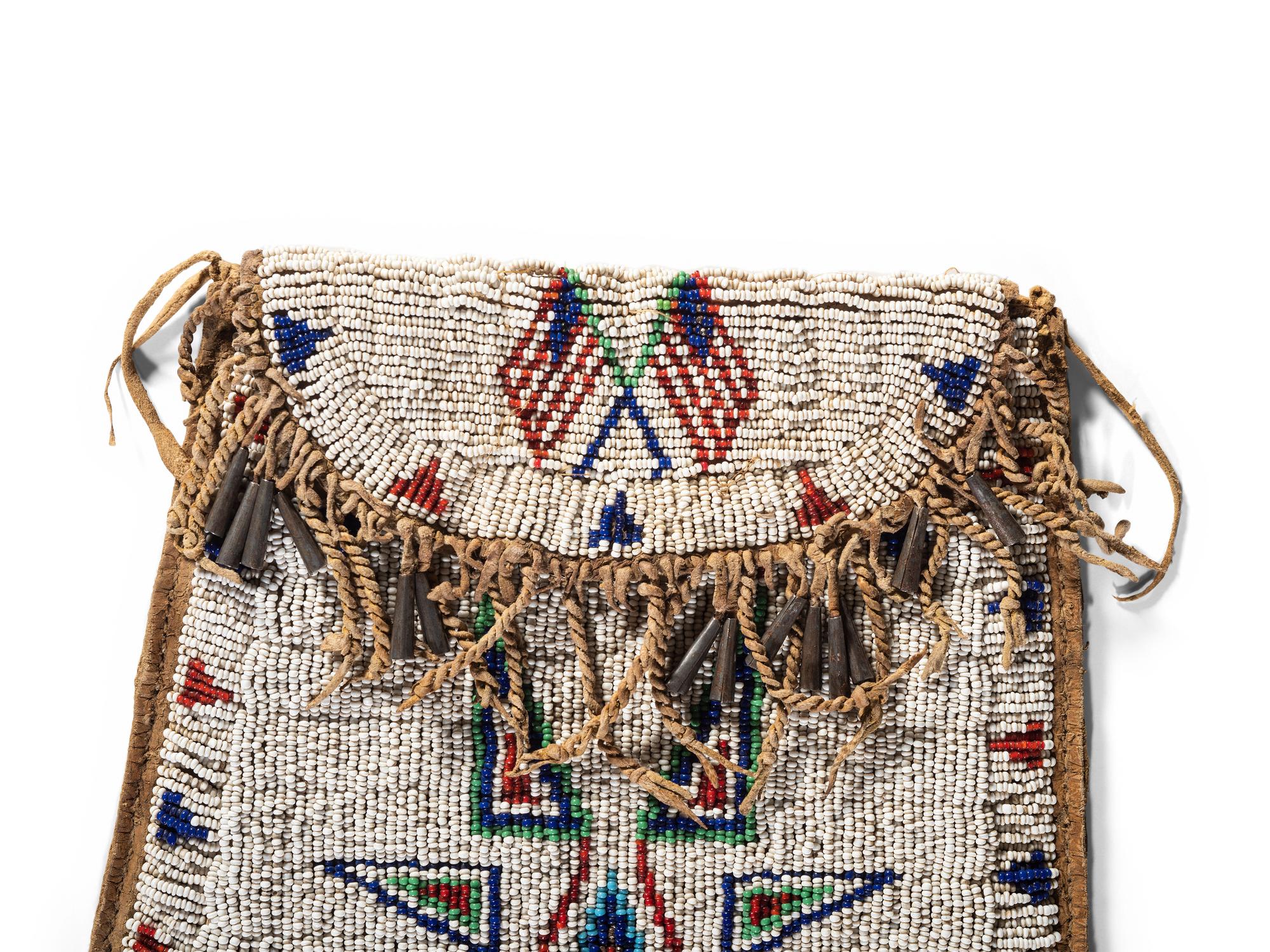 Arapaho Beaded Hide Dispatch Case, with American Flags