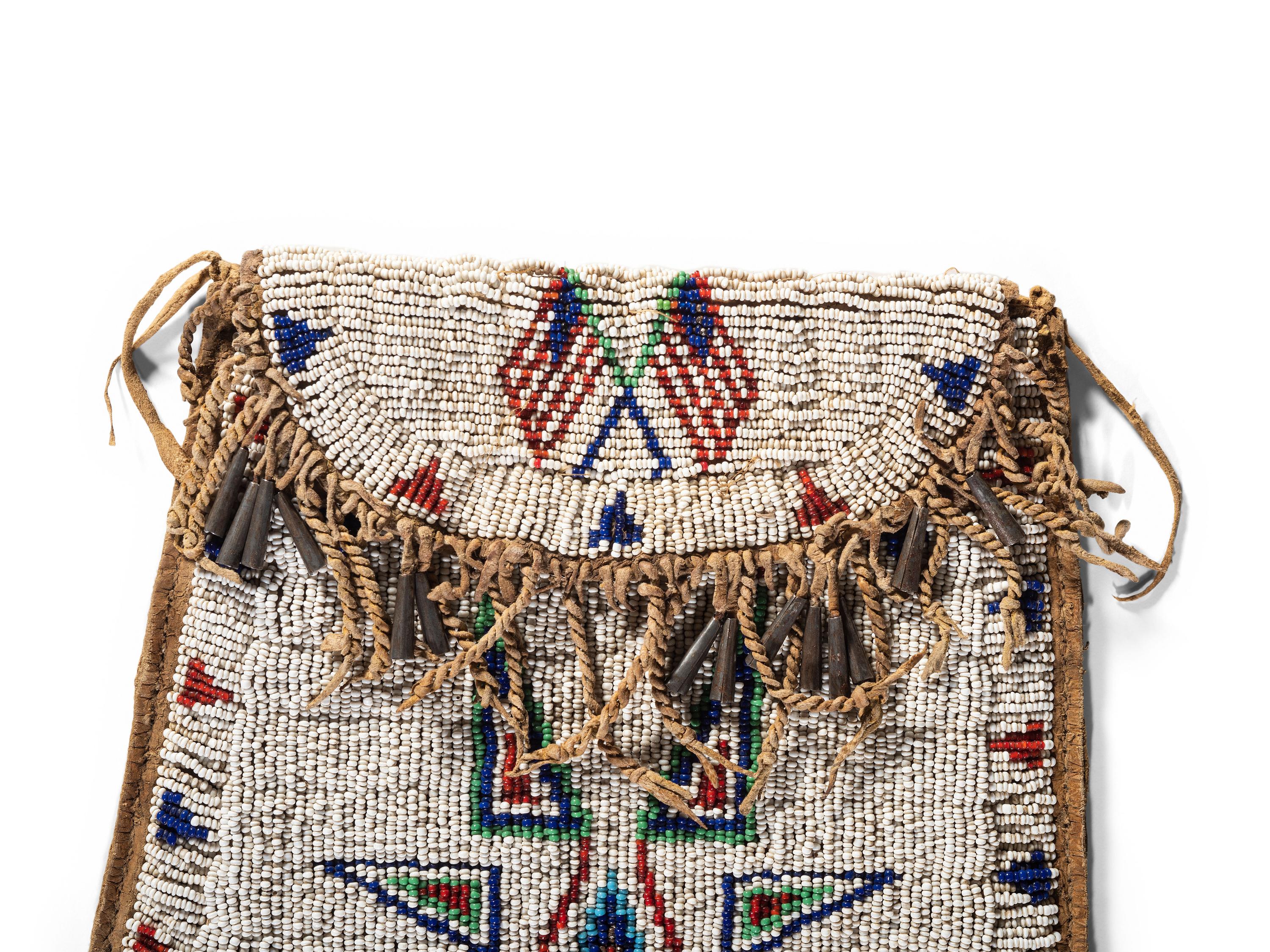 Arapaho Beaded Hide Dispatch Case, with American Flags