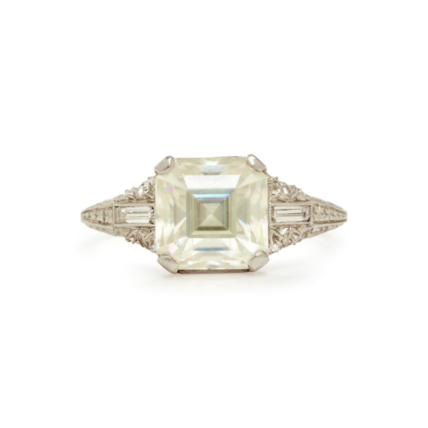 PLATINUM AND SYNTHETIC RUTILE RING