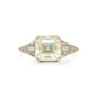 PLATINUM AND SYNTHETIC RUTILE RING