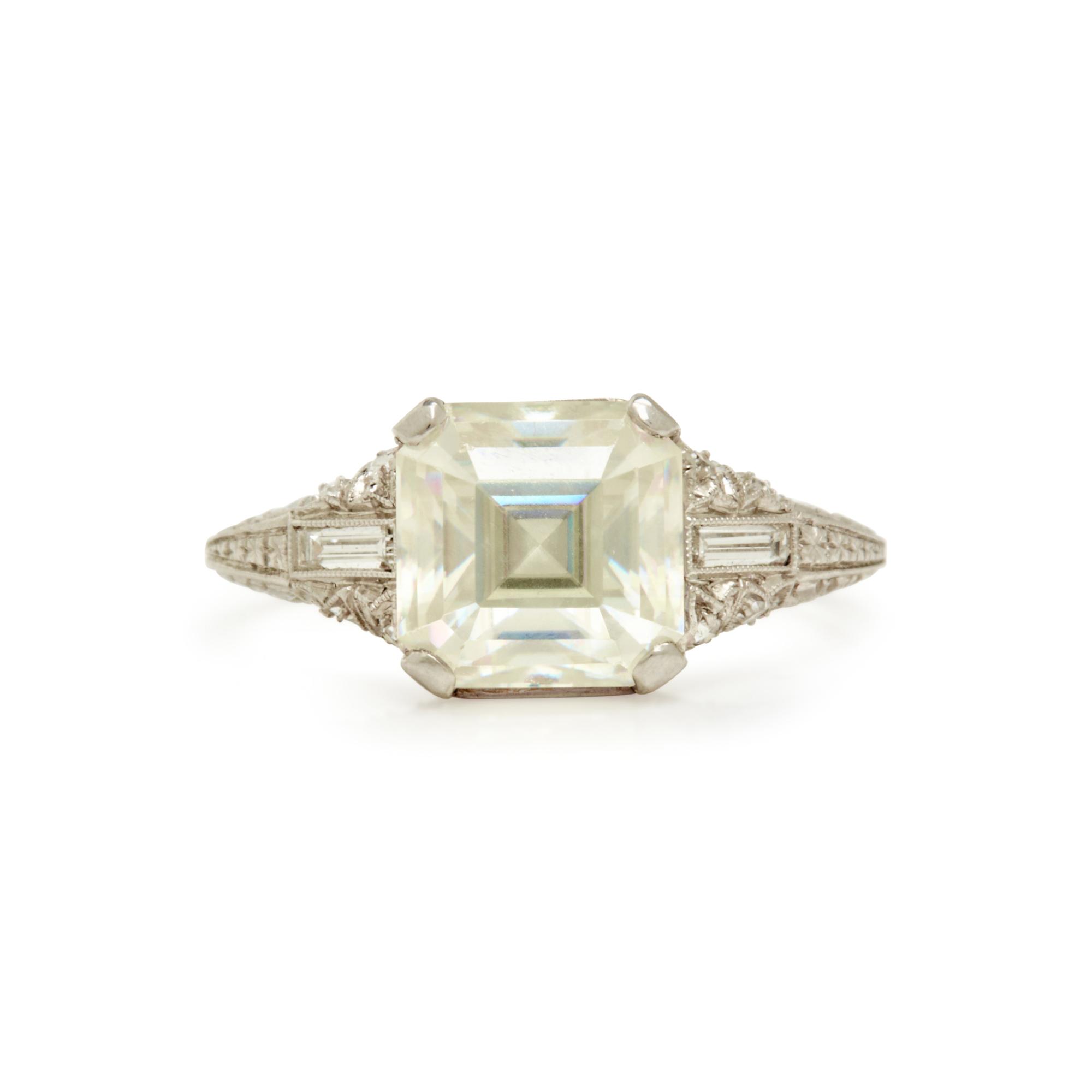 PLATINUM AND SYNTHETIC RUTILE RING