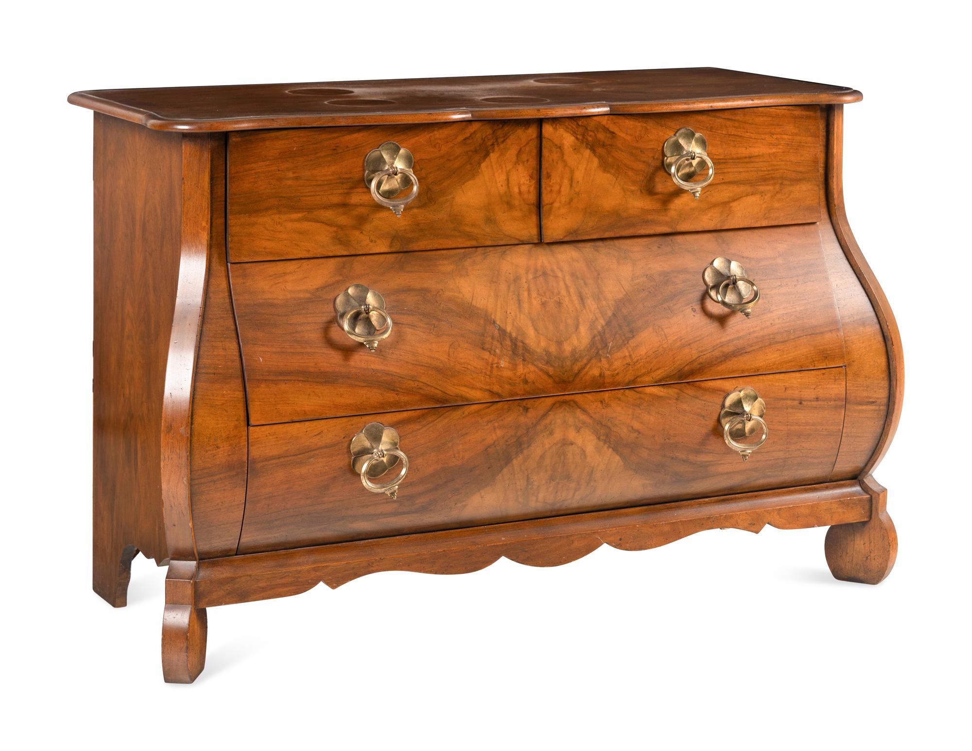 A Dutch Style Mahogany Bombé-Form Chest of Drawers