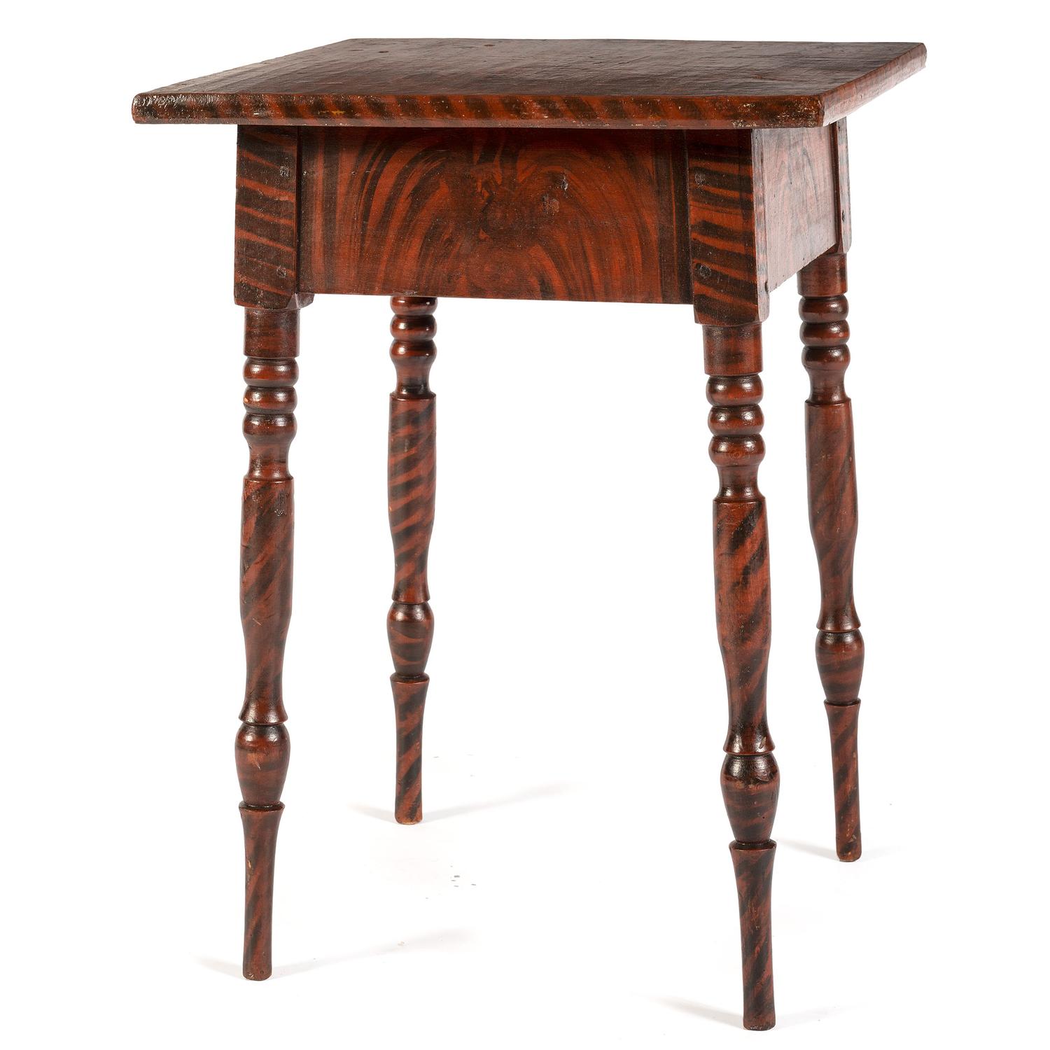 A Federal Grain Painted Cherrywood and Poplar Side Table
