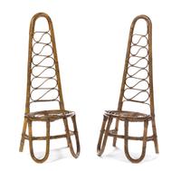 A Pair of Italian Bamboo Chairs Height 46 1/4 inches. — CIRCA 1960s