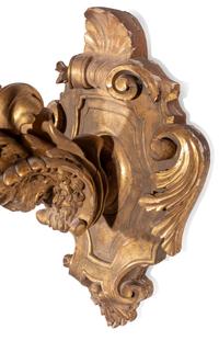 A Pair of Italian Giltwood Figural Wall Brackets